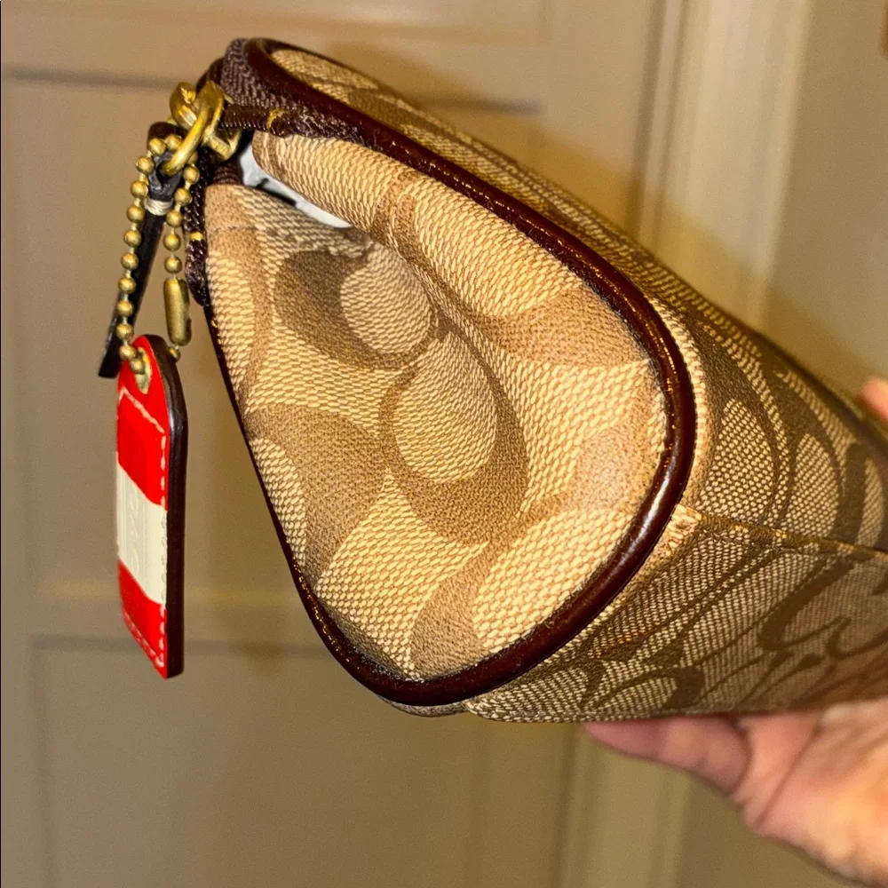 NEW Y2K VINTAGE Coach SIGNATURE HERITAGE STRIPE MAKEUP BAG COSMETICS TOILETRY